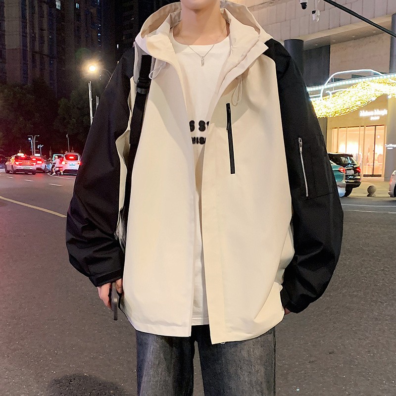11267972.龙中龙 连帽夹克外套男士春秋季新款休闲潮流户外防风工装上衣男
