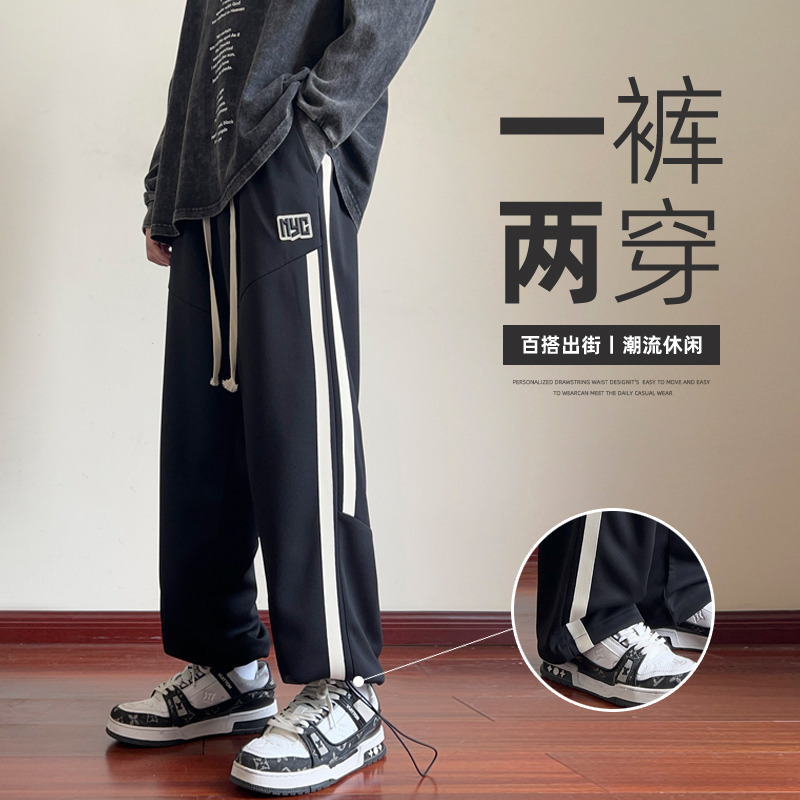 11772991.龙中龙 休闲裤男春夏季新款宽松直筒阔腿工装长裤子
