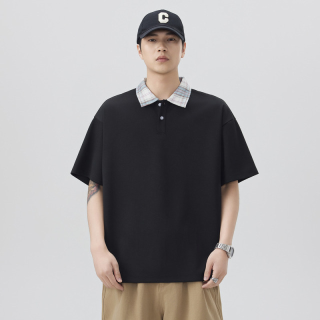 11814148.龙中龙 假两件衬衫领T恤男短袖夏季polo领体恤重磅休闲半袖