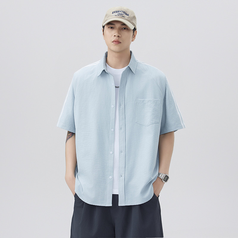 11815950.龙中龙 短袖衬衫男夏季薄款潮流宽松透气休闲半袖衬衣外套