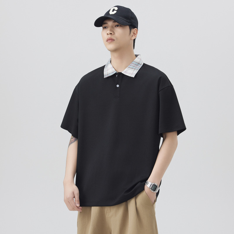 11814148.龙中龙 假两件衬衫领T恤男短袖夏季polo领体恤重磅休闲半袖