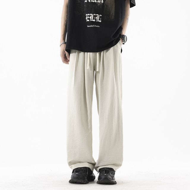11826927.龙中龙 休闲裤男款夏季新款冰丝宽松直筒潮牌阔腿运动长裤子