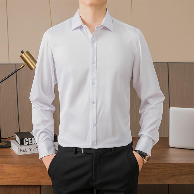 12181548.龙中龙 宽松衬衫男长袖商务正装休闲衬衣工装大码春夏季