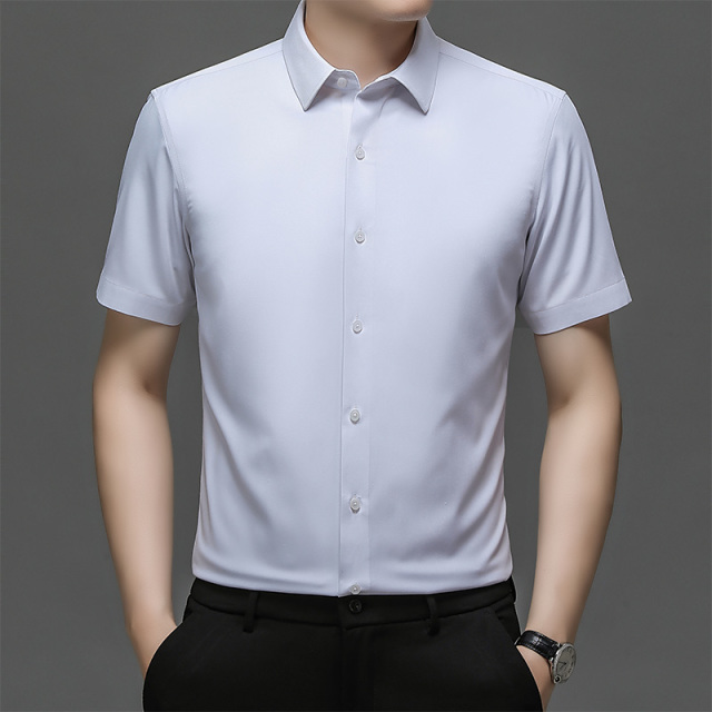 12186250.龙中龙 男士短袖衬衫夏季新款男装修身休闲商务衬衣