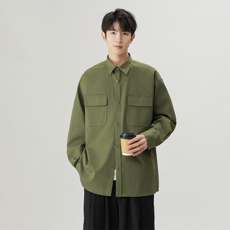12183704.龙中龙 长袖衬衫男士春夏季新款痞帅休闲衬衣外套