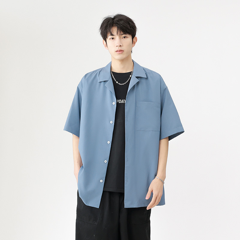 12188311.龙中龙 短袖衬衫男生夏季宽松上衣休闲薄款衬衣外套
