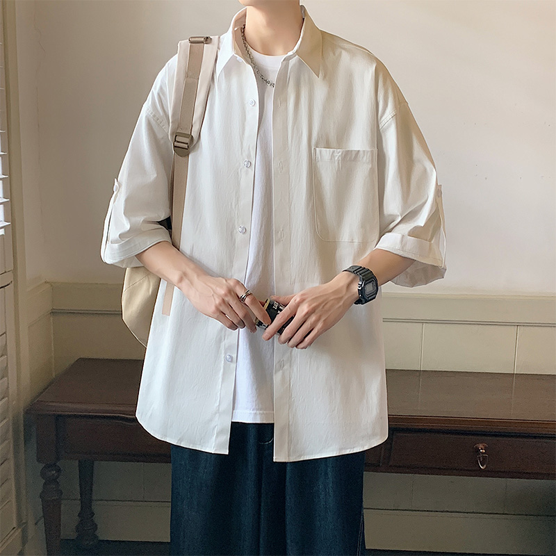 12188392.龙中龙 短袖衬衫男士夏季新款半袖休闲工装长袖衬衣外套
