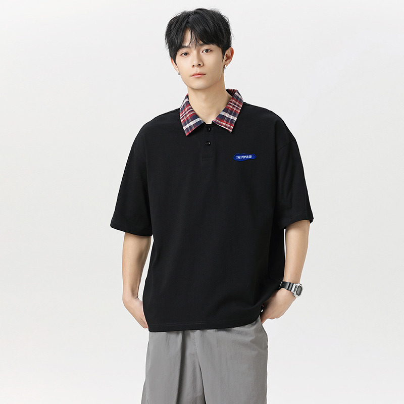 12201209.龙中龙 短袖t恤男夏季宽松潮流青少年Polo衫半袖男士打底衫