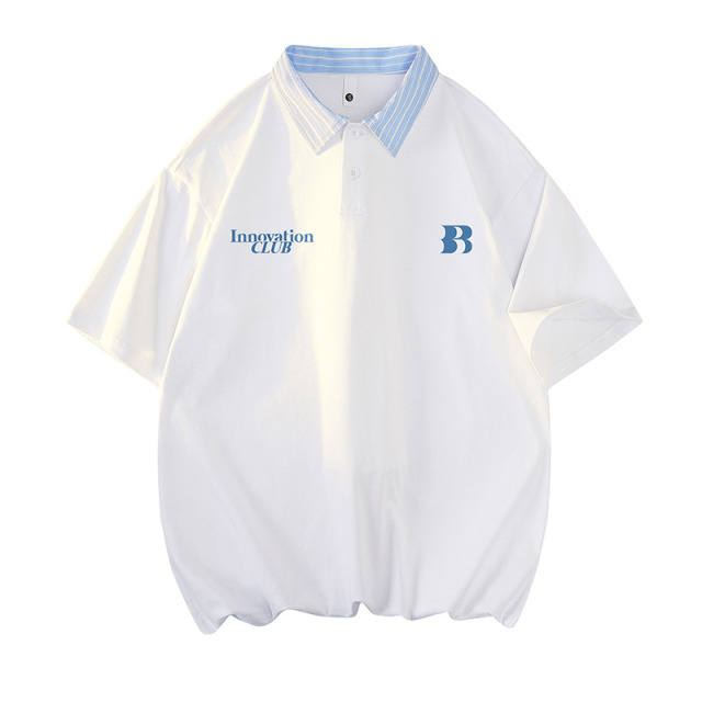 12201322.龙中龙 夏季polo衫男短袖美式潮牌撞色宽松翻领t恤青少年半袖上衣