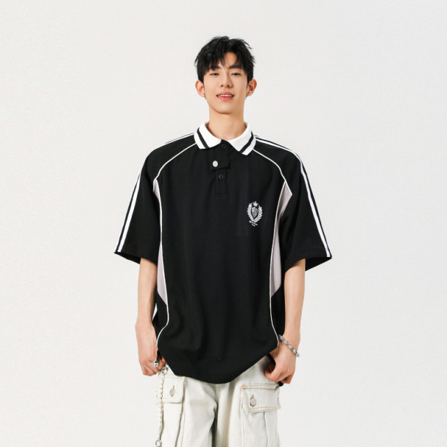 12275541.龙中龙 男士短袖t恤夏季宽松潮流帅气青少年翻领半袖Polo衫