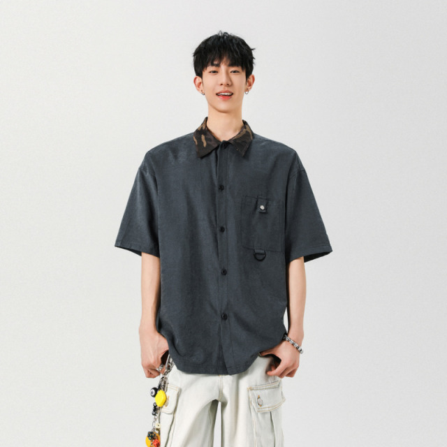 12274945.龙中龙 短袖衬衫男夏季薄款休闲半袖修身潮牌衬衣