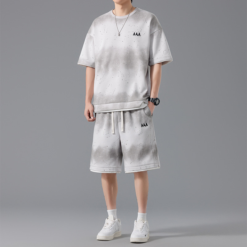 12345044.龙中龙 美式休闲运动套装男款夏季潮牌大码五分裤背心两件套