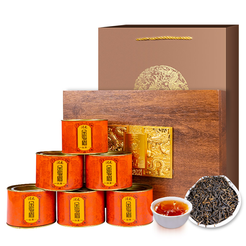 12627730.润虎 天尊龙品 金骏眉红茶木纹礼盒装600克(6罐)
