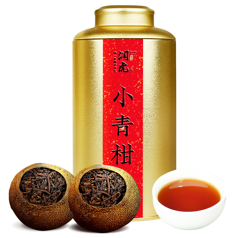 12627776.润虎 新会小青柑250g宫廷普洱茶熟茶小青桔茶叶陈皮柑普柑桔茶罐装聚茶