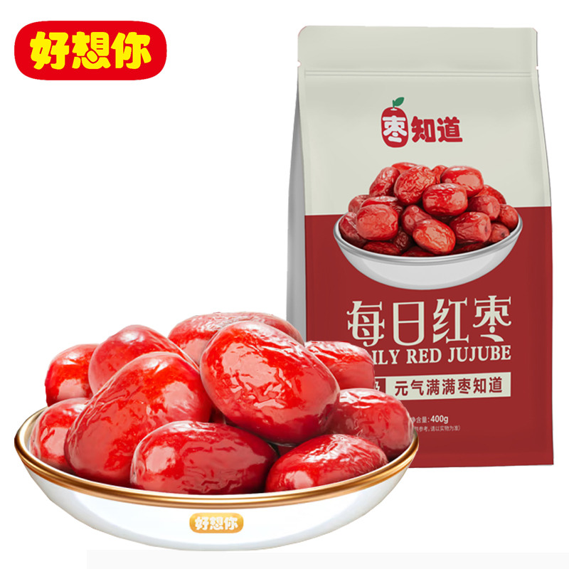 12675832.好想你枣知道二级红枣400g*2袋