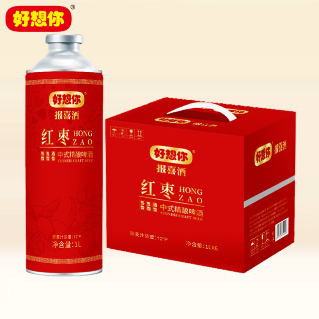 13583874.好想你红枣啤酒中式精酿整箱装小麦啤酒1000ml*6瓶