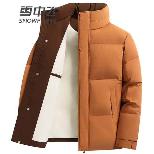 13138126.雪中飞男士短款立领羽绒服防风锁绒时尚简约外套