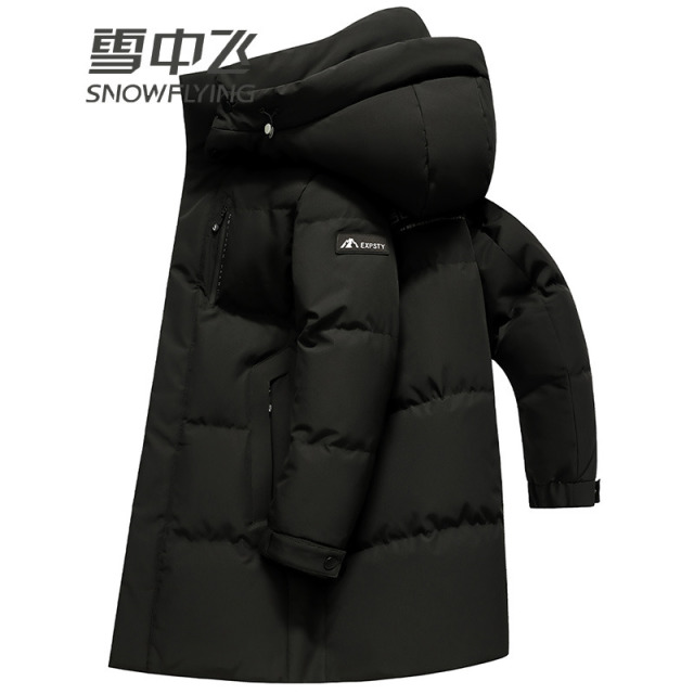 13138112.雪中飞羽绒服男中长款冬季新款防风抗寒加厚保暖百搭鸭绒外套
