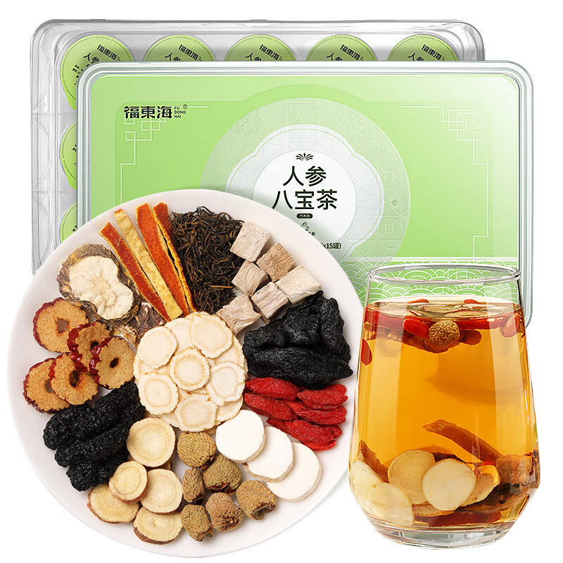 11399416.【福东海】人参八宝茶225克(15克*15罐)/盒(小罐茶)