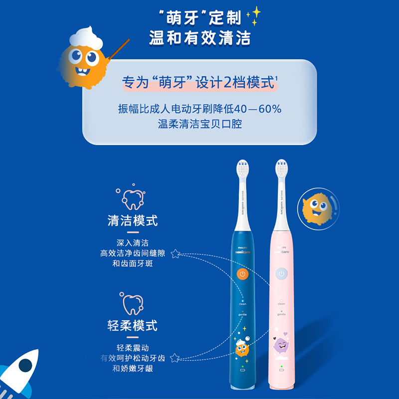 11505174.飞利浦儿童电动牙刷防水HX2432适用4-12岁