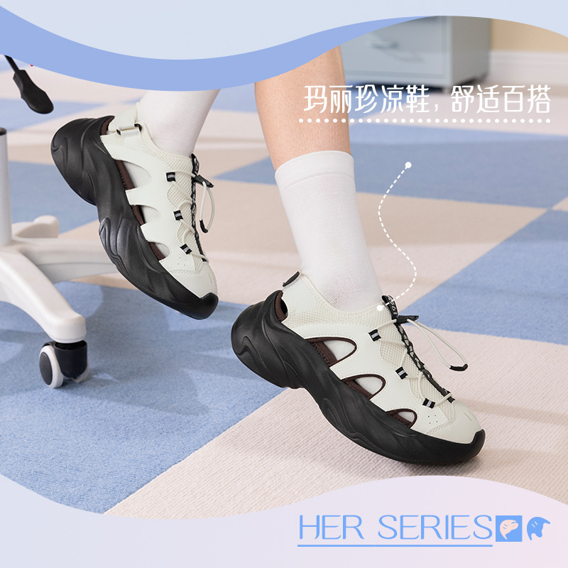 12144165.【她系列】361°贪吃鞋女子夏季玛丽珍凉鞋透气女凉鞋镂空百搭潮流682526715