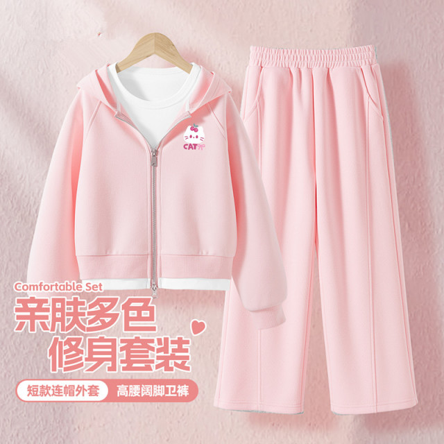 13334781.女童套装春季款2026新款高腰阔腿女孩卫裤女大童上衣儿童春季装