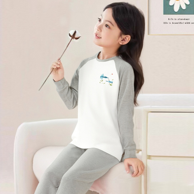 13334748.全棉儿童家居服保暖内衣套装纯棉秋衣裤男孩女童秋冬内衣套装