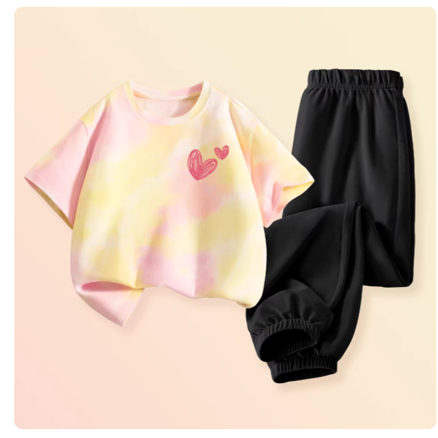 13335016.女童夏季套装2026新款粉色短袖女孩衣服时髦儿童夏装两件套
