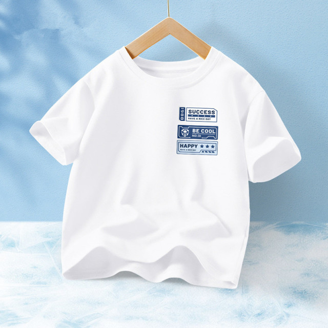 13334985.童装儿童短袖男孩纯棉衣服2026夏季新款白色打底衫男童上衣潮