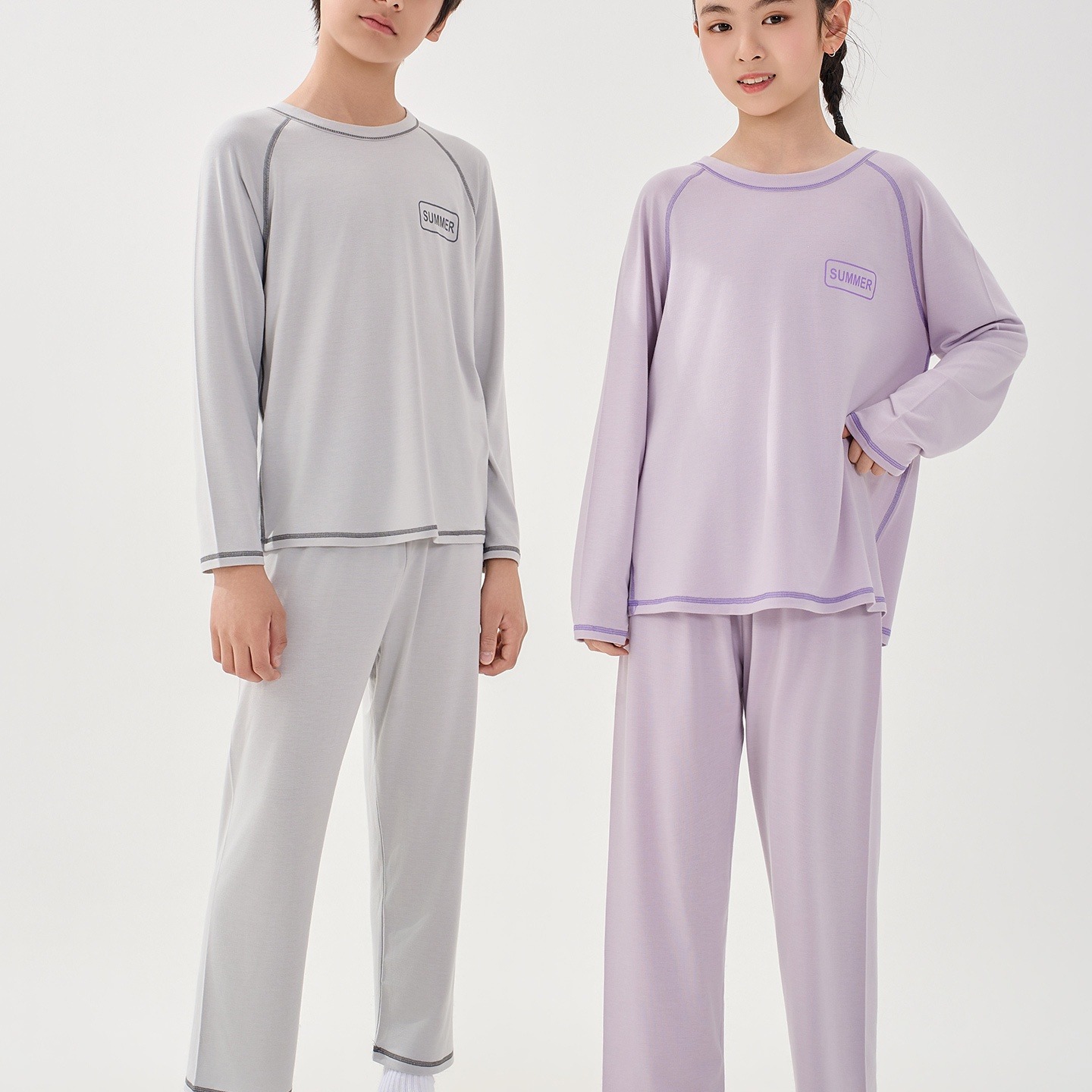 13334975.可爱风儿童春夏长袖长裤家居服可外穿男女童中大童套装莱赛尔薄款