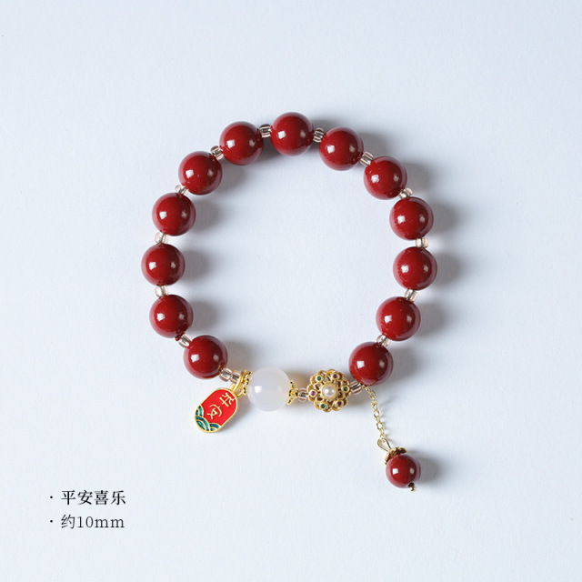 12631108.晶芭莎 紫金砂吉祥如意闺蜜本命年纳福朱砂手串