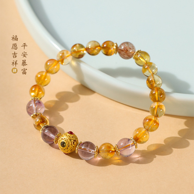 12629439.【cai富满盈】新中式暴富3A级黄水晶手串招米好运水晶手链cai富满盈手链女颜值爆款