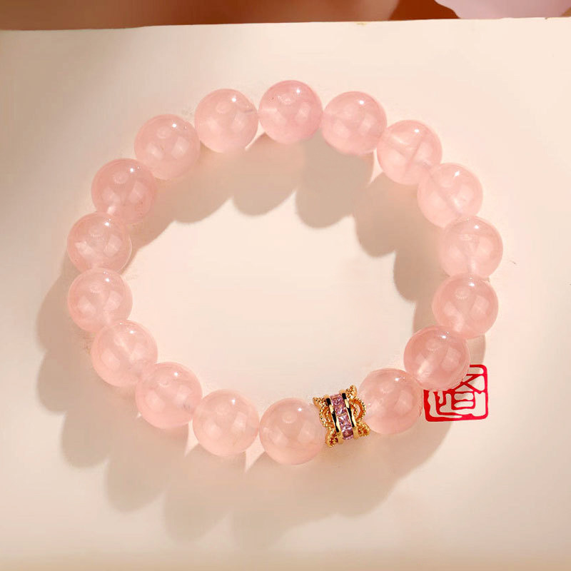 13497662.晶芭莎 粉晶手链女旺桃花好运珠水晶玛瑙手串生日礼物送女友