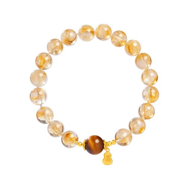 13612054.晶芭莎 财富能量黄塔晶虎眼石手串女好运珠路路通佛珠纪念日生日送女友老婆礼物