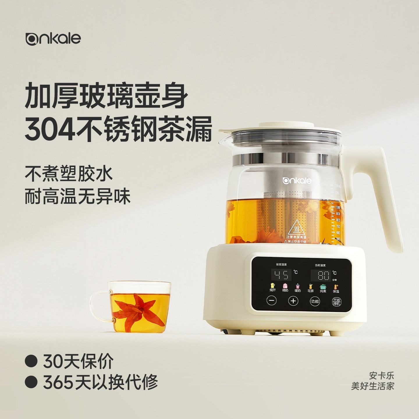 12762565.ankale养生壶多功能家用办公室小型煮茶壶迷你玻璃烧水花茶煮茶器