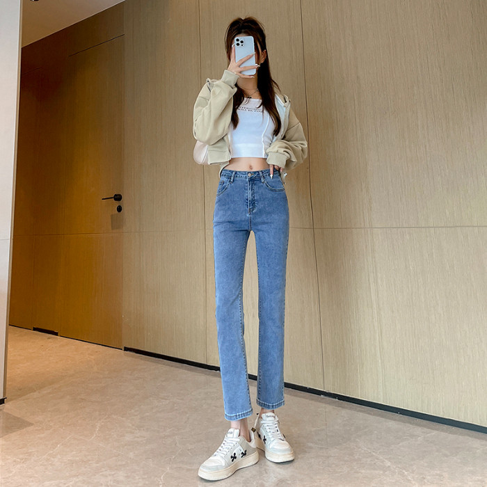 13587093.歌谛婕  高腰复古显瘦小个子九分小直筒裤子女