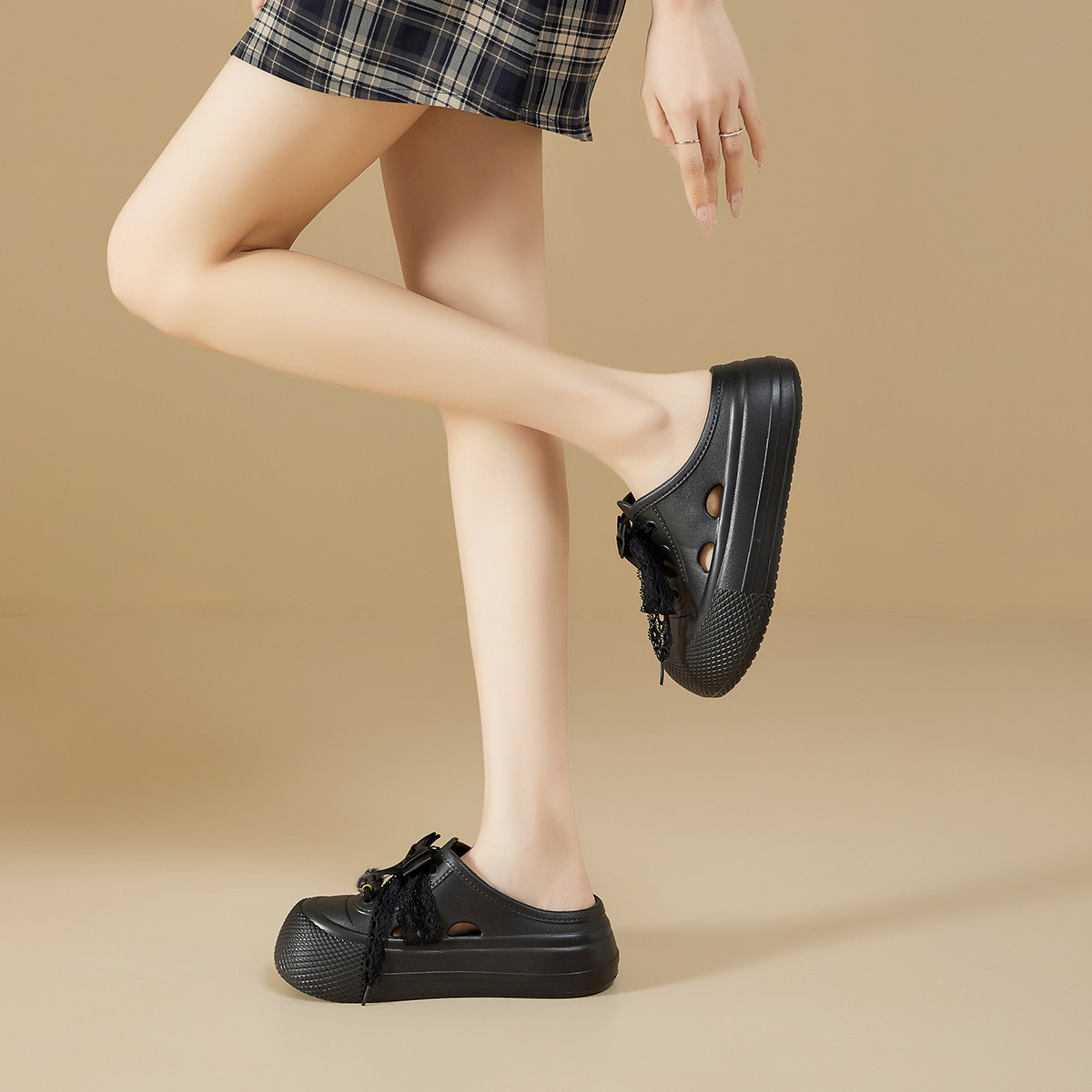 13497054.木林森EVA勃肯拖鞋洞洞鞋女半拖夏季外穿包头懒人沙滩一脚蹬拖鞋