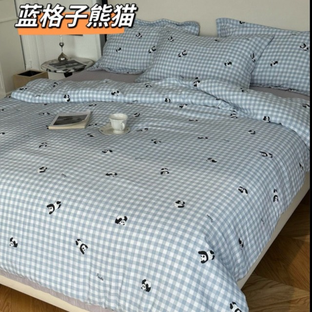 12998641.ins韩国设计师定制款手感细腻亲肤柔软竹纱绵四件套