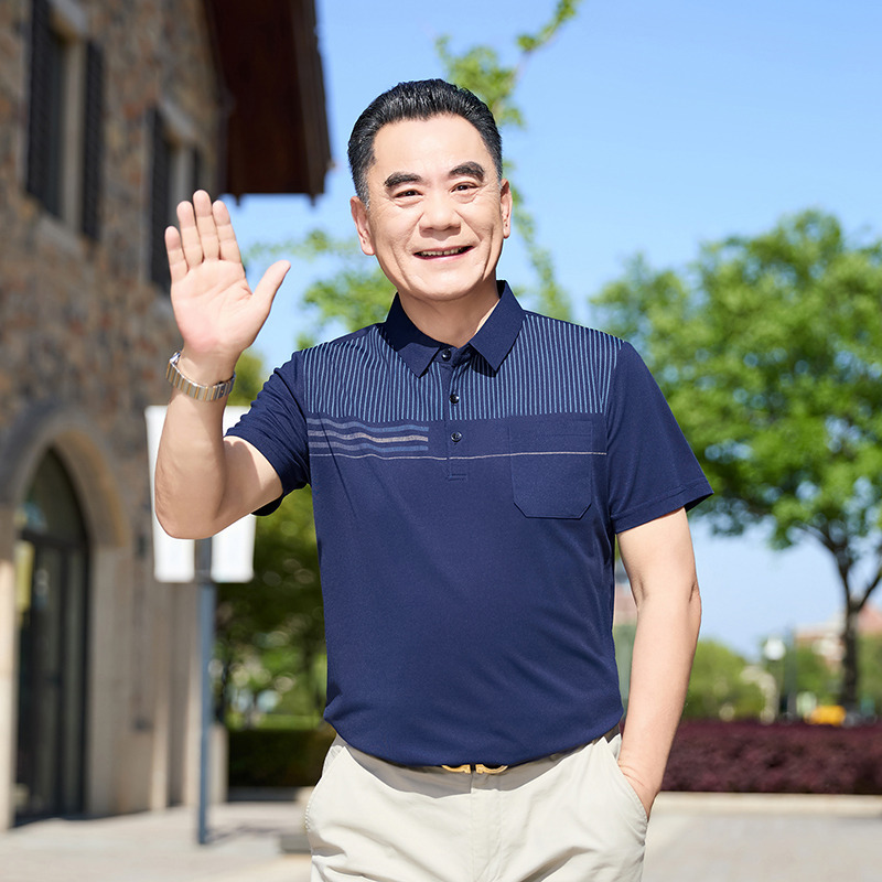 13438783.雄狮男士短袖t恤2026新款夏季POLO衫男中老年爸爸夏装上衣