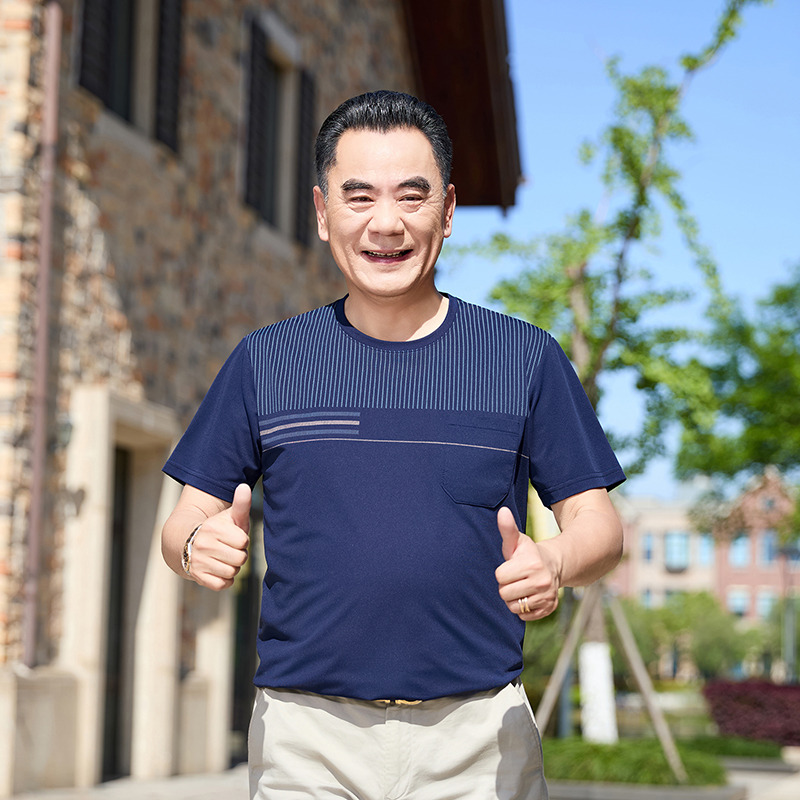 13438841.雄狮男装夏季薄款男士短袖t恤圆领高端休闲速干2026新款上衣