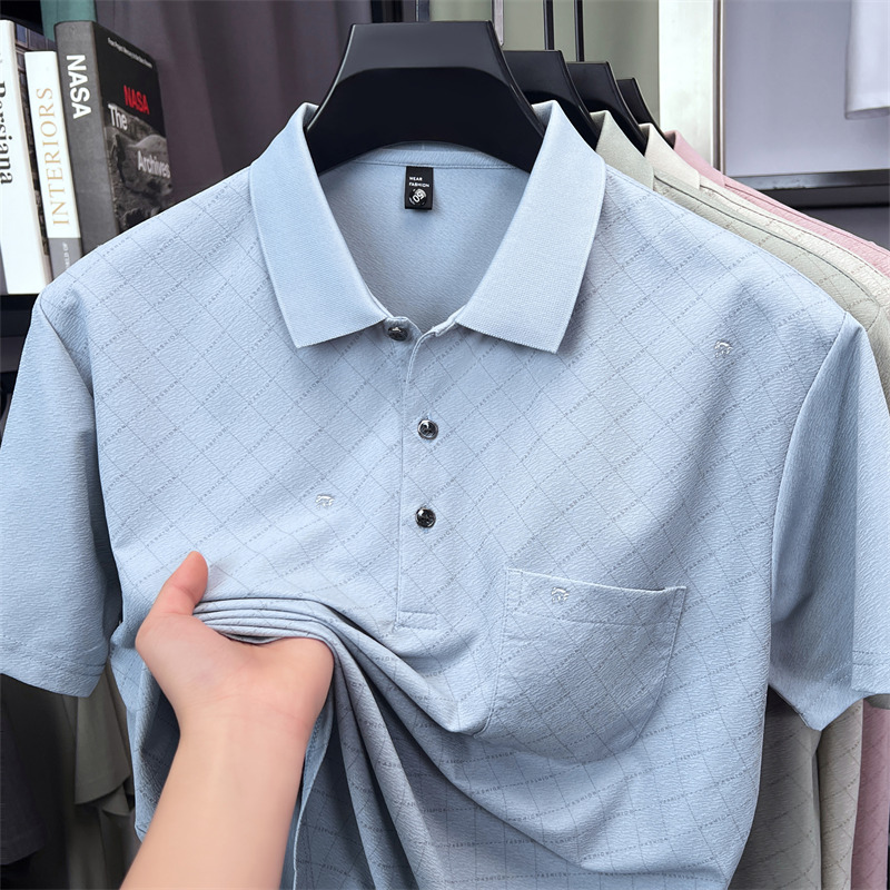 13488701.雄狮爸爸polo衫夏季薄款商务休闲中老年翻领短袖T恤男士