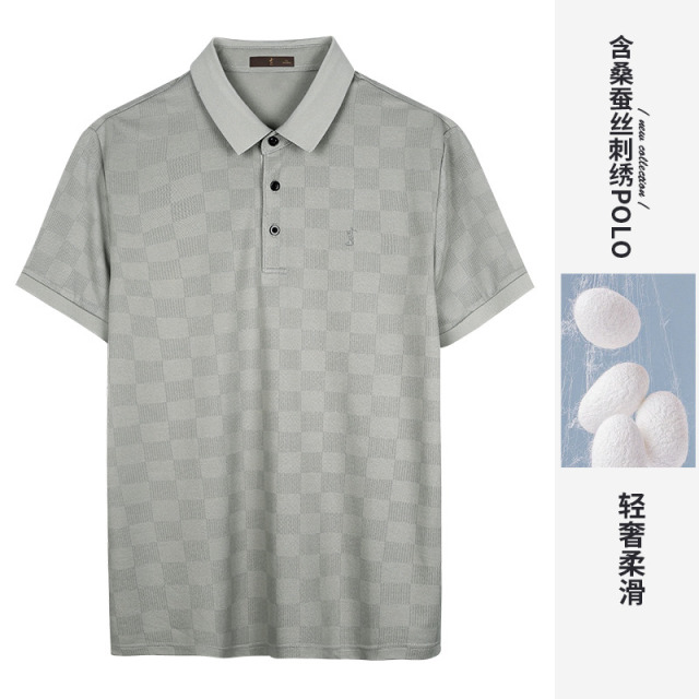 10695061.才子男装桑蚕丝系列冰凉丝滑轻奢品质POLO衫男士休闲短袖上衣