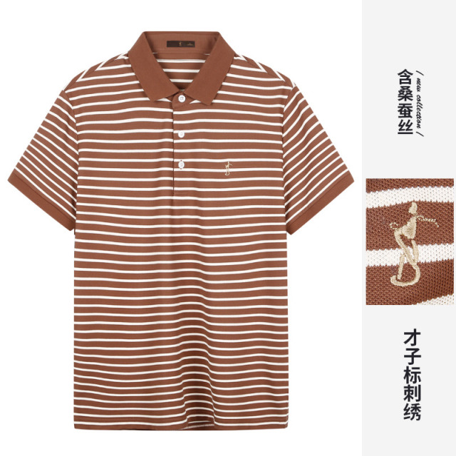 10695031.才子男装凉爽丝滑桑蚕丝POLO衫