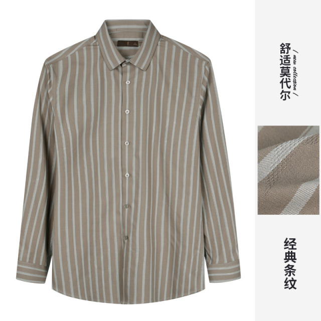 10850444.才子男装舒适条纹莫代尔衬衫