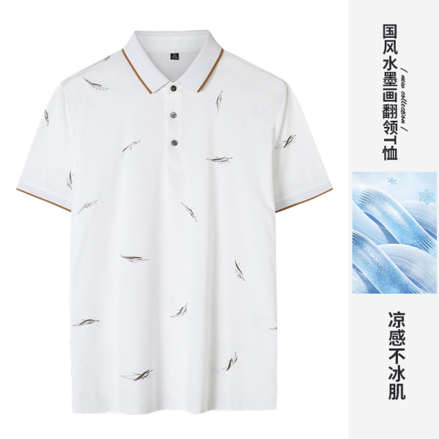 10850453.才子男装国风水墨画翻领T恤休闲Polo衫