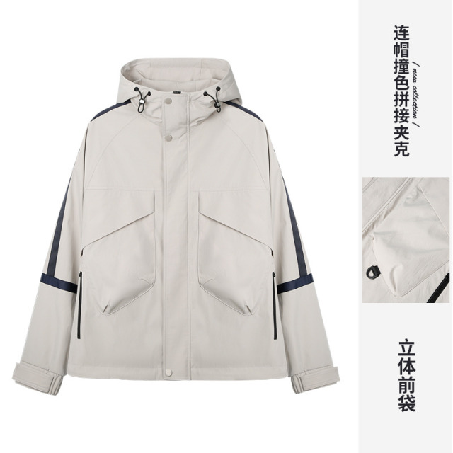11757415.才子男装连帽织带拼接休闲夹克