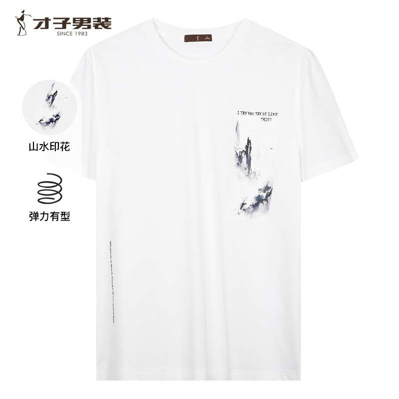 11757414.才子男装山水画英文印花T恤