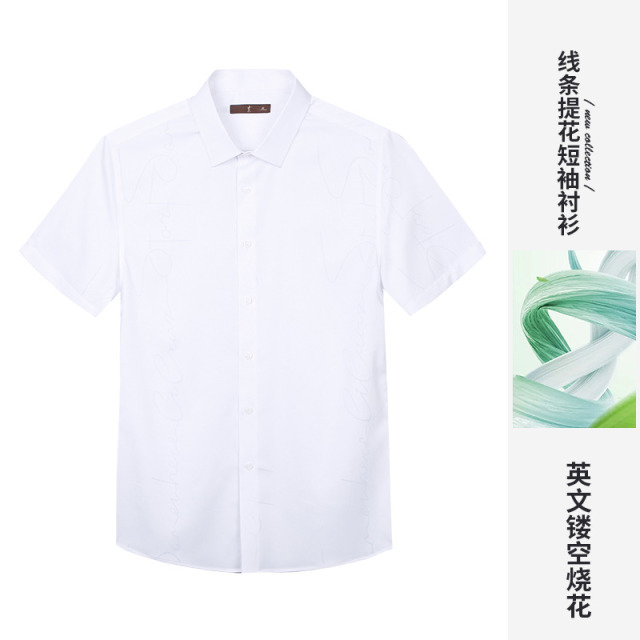 11785157.才子男装线条提花短袖衬衫 12252E0221