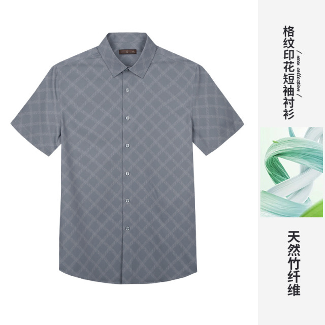 11785166.才子男装格纹印花短袖衬衫 12252E0121