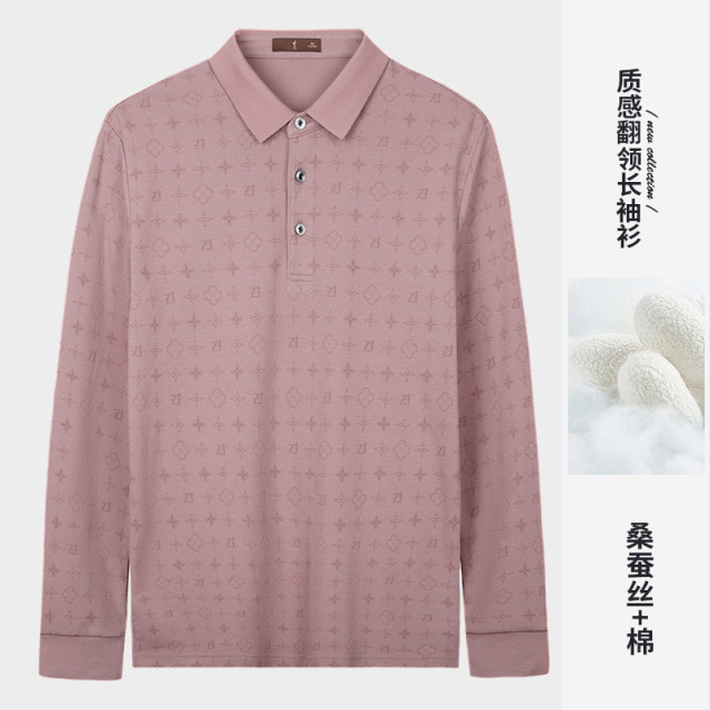 11975924.才子男装棉感蚕丝满印长袖衫男士时尚休闲T恤衫 86251M0321